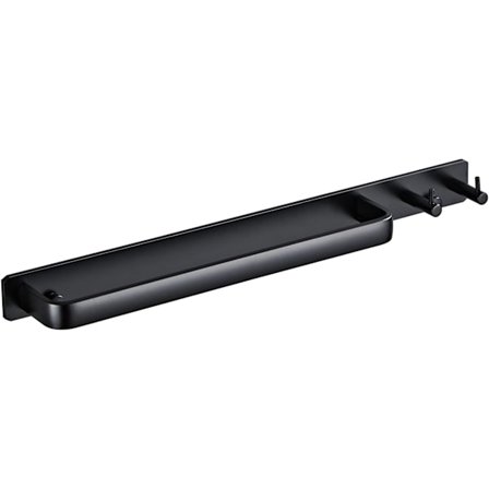 Håndklædeholder, håndklædeholder uden boring, sort med 2 badekåbe kroge, selvklæbende håndklædeholder, badehåndklædeholder til badeværelse, køkken