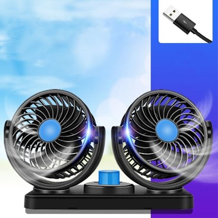 12V Dual Head Car Fan Cooler Fans USB USB