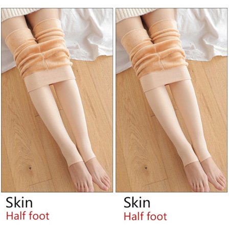 ATHVOTAR Varme Vintertights Dame Elastiske Smale Fleece Tights Fløyel Tykke Tights Høy Midje Sexy Strømpebukser Kvinner Hud Halv 2 stk-FA11-