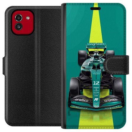 Kompatibelt Lommeboketui til Samsung Samsung Galaxy A03 Aston Martin Formel 1-bil i grønt racingdesign med moderne studiofølelse