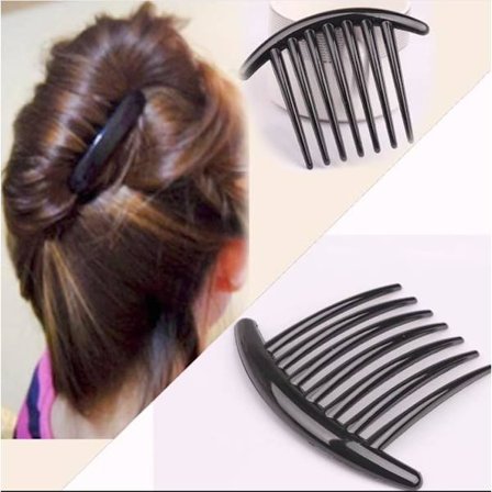 Hårkam Pakke med 2 Plastik Side Hår Twist Kam Fransk Twist Kam Hårklemmer med Tænder til Fint Hår Tilbehør til Kvinder Piger, Sort