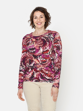 BRANDTEX - Langærmet T-shirt - Fuchsia Pink Mix - Mønstret