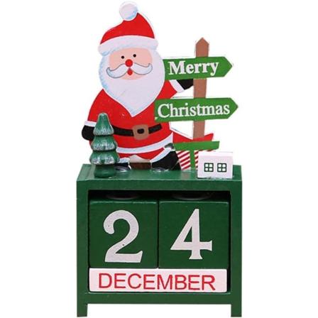 Juleborddekorasjon - Tretrekalender - Evigvarende julekalender for hjemmekontorinnredning (nisse)
