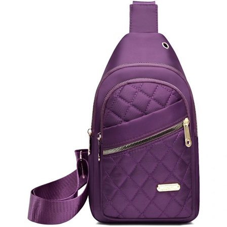 Unisex skuldertaske med 5 rum og kabelhul justerbar bærestil lilla kompatibel med Samsung Xiaomi