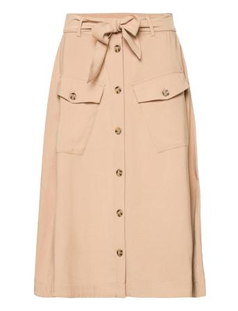 Fergiesz Skirt Knälång Kjol Beige Saint Tropez
