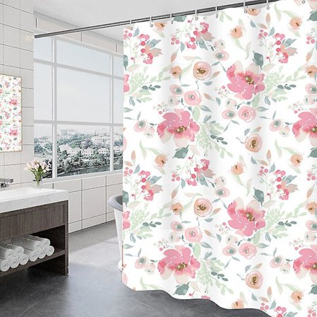 180 x 200 cm Snabbtorkande Duschdraperi med 12 Krokar1, Duschdraperi Vattentätt Polyestertyg Maskintvättbart, Badrumsdraperier