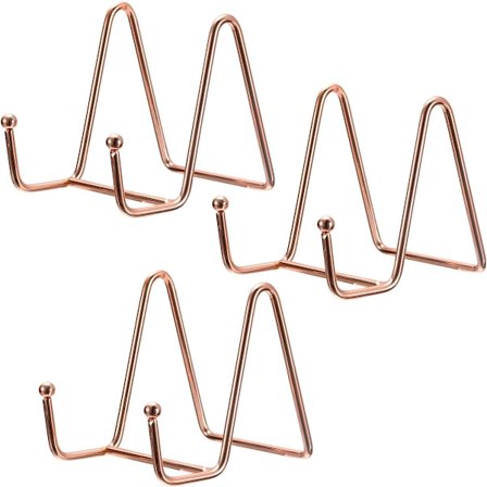 Rose Gold Metal Staffeli Stand til Fotos Bøger Malerier - Dekorativ Bogstøtte Sæt med 3 - Kompatibel med Rammer