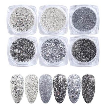 6 stk negle glitter glitter, Negle dekorationer