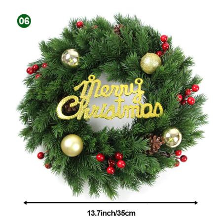 Julekrans 35cm Dørhængende Vine Ring Pynt Juledekoration Kunstig Krans Green 06 Style Outer Diameter 35cm