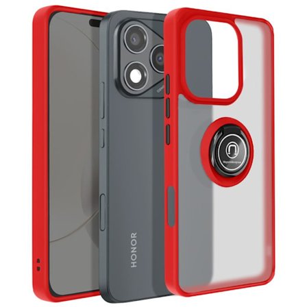 Honor 400 Lite suojakuori - AVIZAR - Punainen - Iskunkestävä - Magneettirengas - Läpinäkyvä takapaneeli