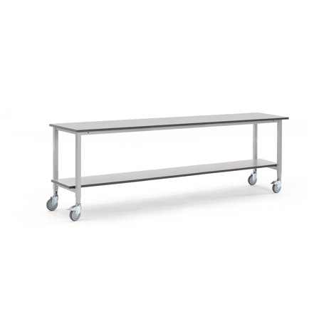 Mobile Werkbank MOTION mit Zwischenboden, 2500 x 600 mm, grau
