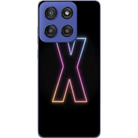 Kompatibelt Mobildeksel til Motorola Edge 60 Stylus Neonbokstav X i sterke fargevariasjoner mot svart bakgrunn, kraftig typografisk design med tydelig