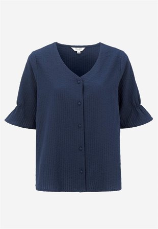 Cellbes of Sweden - Bluse i seersucker i marineblå for damer i størrelse 38/40
