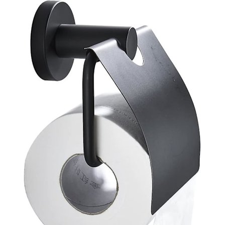 Matt svart toalettpappershållare, med klaff toalettpappersdispenser