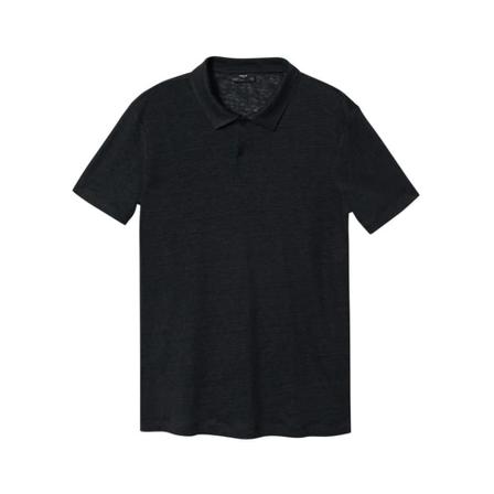Mango 100% linen polo shirt Sort, Herre T-shirts