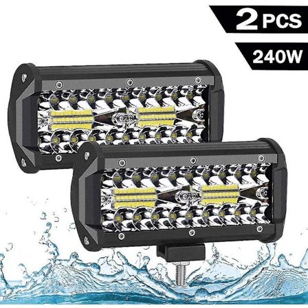 Led Light Bar, 2pcs 240w Off Road Driving Lights, 6000k Fog Lights, Ip68 Waterproof, 26400 Lm For Truck Boat Van Wagon Atv Suv Pickup, 7inch