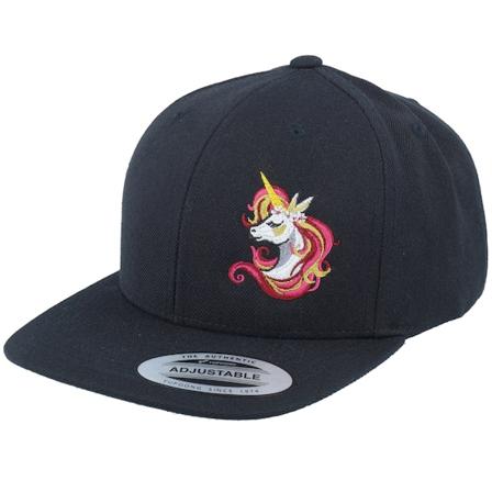 Unicorns - Svart snapback Caps - Kids Posh Unicorn Side Black Snapback @ Hatstore