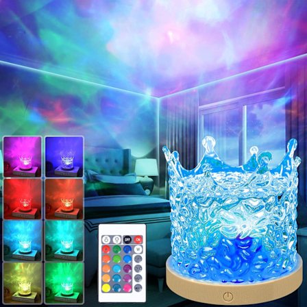 Roterende vann krusning nattlys kreativ nattbord flamme atmosfære lys romantisk gave stjernehimmel projeksjonslys