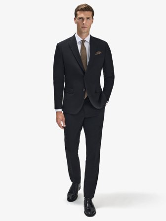 John Henric Men's Schwarzer Anzug Wollstretch Mit Hemd Size