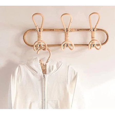 Rottinkiset seinäkoukut Seinäteline koukuilla Lasten vaatteille, hatuille ja vaatteille