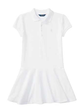 Ralph Lauren Kids Stretch Mesh Polo Dress - White - 129-130