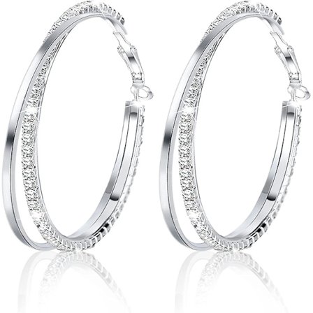 Hoop Örhängen Silver 925 Stora, stora runda örhängen, Hoop Örhängen för kvinnor, Hoop Örhängen, vuxen, kvinna