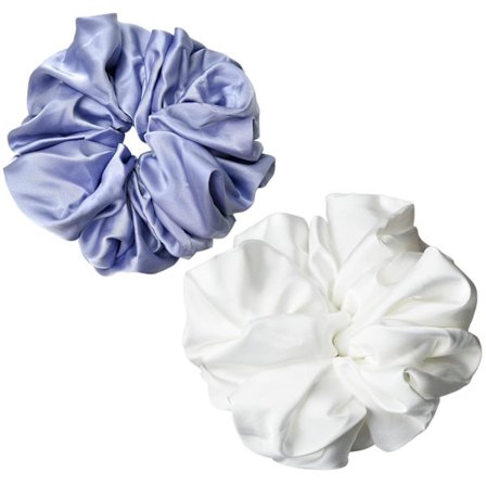 Oversized Satin Scrunchies til Kvinder, 2-pak Ekstra Store Hårelastikker - Silkeagtige Hestehaleholdere til Tykt/Kruset Hår, Skånsomme Ela