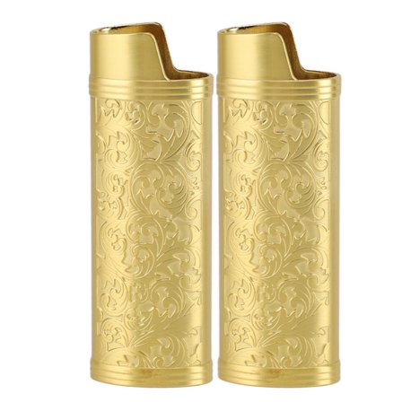 2 st Zinklegering Vintage Floral Stämplad Klassisk Elegant Tändare Hylsa Omslag Guld