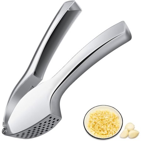 Manuel hvidløgspresser, ekstra stærk og holdbar hvidløgspresser, let at presse og bruge og rengøre, elegant design i zinklegering