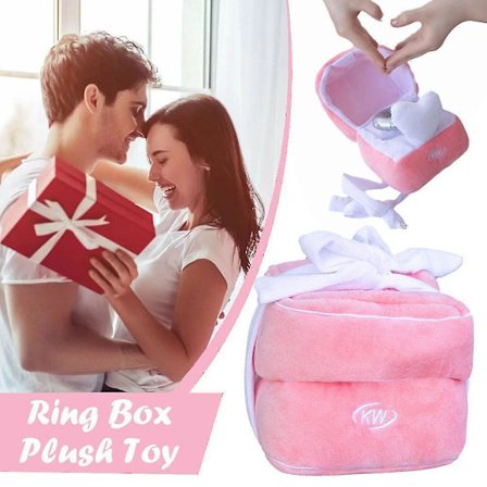 Plush Ring Box Dukke Myk Pynt Ring Box Plussj Leke Forlovelsesgave Søt