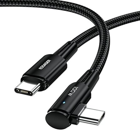 ESSAGER 3m 100W PD USB-C - USB-C Albue Ladekabel Svart