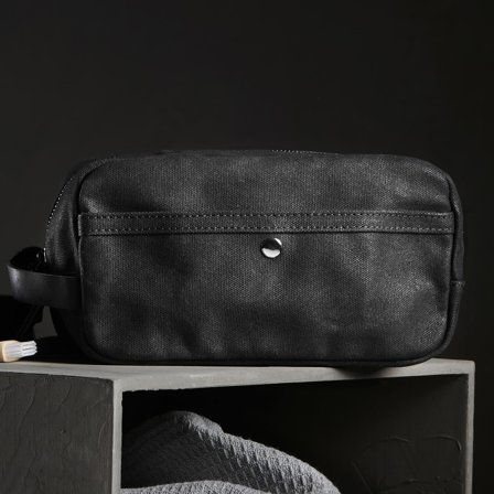 Black Bridge Waxed Canvas Washbag for Men - Toiletry bags