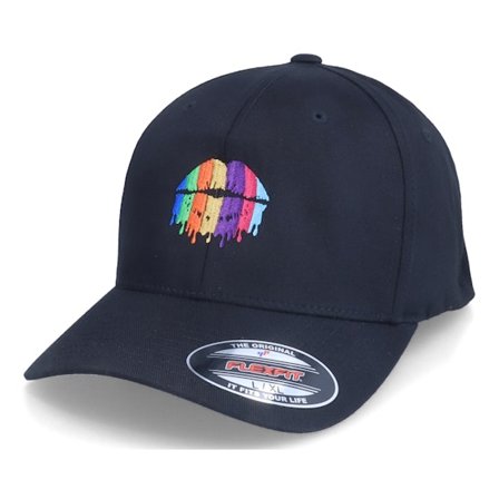 Iconic - Svart flexfit Keps - Rainbow Lips Black Flexfit @ Hatstore