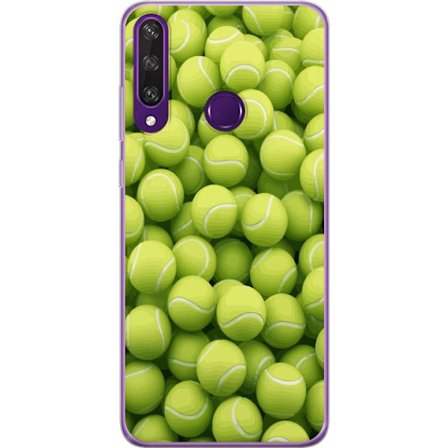 Kompatibel Mobilcover til Huawei Huawei Y6p Mønster af grønne tennisbolde i høj detalje, sporty motiv med gentagende tekstur og stærke farver for