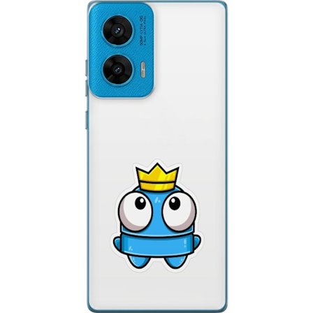 Kompatibel Mobilcover til Motorola Motorola G96 Blå tegnet figur med krone og store øjne i legende kongelig stil