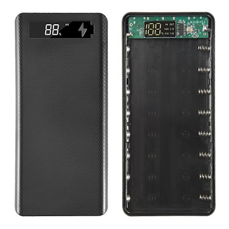 Powerbank-etui med digital display-skærm, mobiltelefonoplader 18650