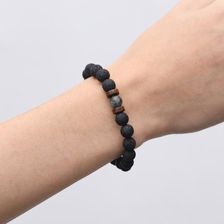 Naturligt vulkansk sten armbånd