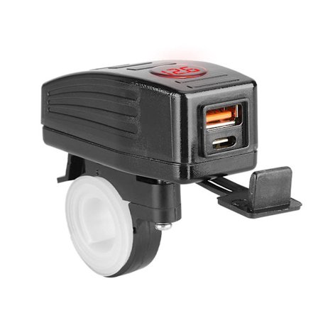 Motorsykkel Styremontert Vanntett Pd Qc3.0 Lader for Mobiltelefon Gps