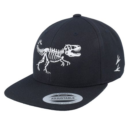 Kiddo Cap - Svart snapback Caps - Kids Dino T-rex Bone Skull Black/Black Snapback @ Hatstore