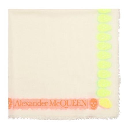 Alexander McQueen Skull Border Scarf vit, Dam Sjalar, Dam, Storlek: ONE SIZE