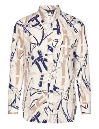 Lauren Ralph Lauren | Relaxed Fit Belting-Print Crepe Shirt | L