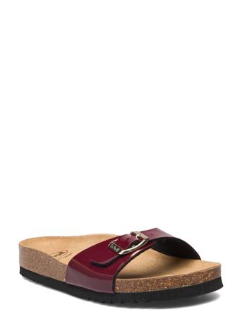 Sl Estelle Patent Wine Shoes Summer Shoes Flat Sandals Rød Scholl*Betinget Tilbud