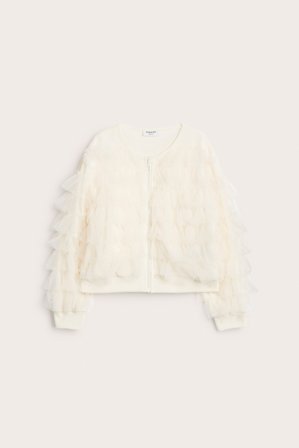 Kappahl | Bluza domowa z falbanami z siateczki | Offwhite