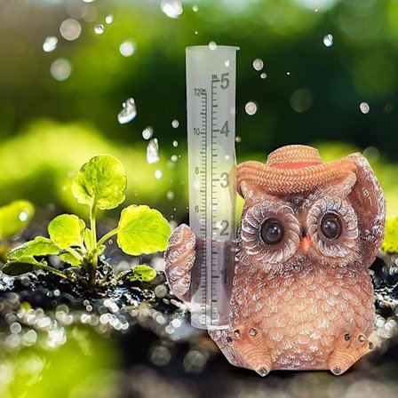 Dekorativ ugle regnmeter hage vannmåler med målerør