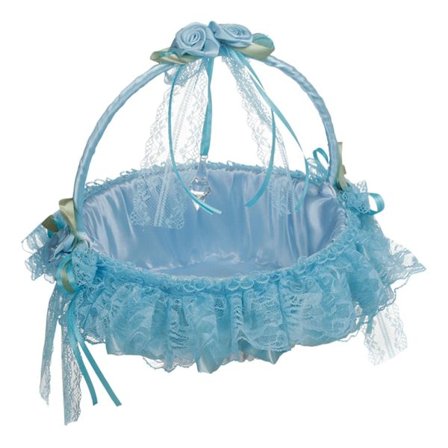 Blomsterflicka Korg 8'' x 9'' Romantisk Blomster Båge Handtag Spets Blomster Godis Korgar Dekor Bröllop Blomster Korg för Semester Bankett Fest