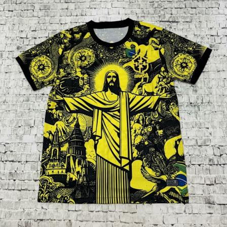 Sæson 2425 Brasilien Special Edition trøje thailandsk version kortærmet fodboldtrøje hurtigtørrende åndbar sportstøj Gul Yellow S