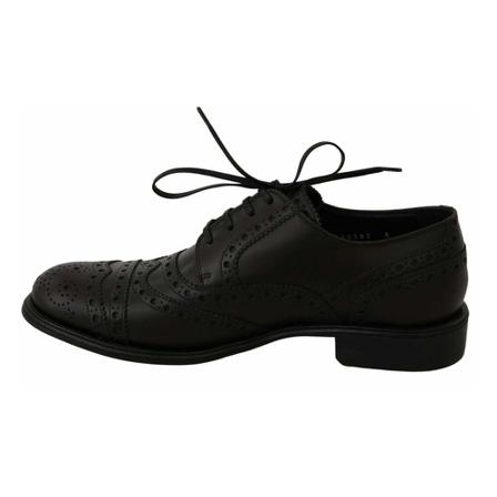Dolce & Gabbana, Czarny Leather Wingtip Oxford Business Shoes Czarny, Mężczyzna, Rozmiar: 40 EU