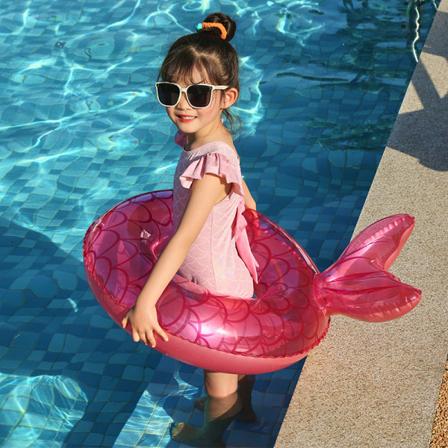 Havfruebøye, PVC oppblåsbar svømmering, havfrueformet bassengflåte med hale for baby barn voksen, vannsportleketøy for sommerferie strand(Rosa)