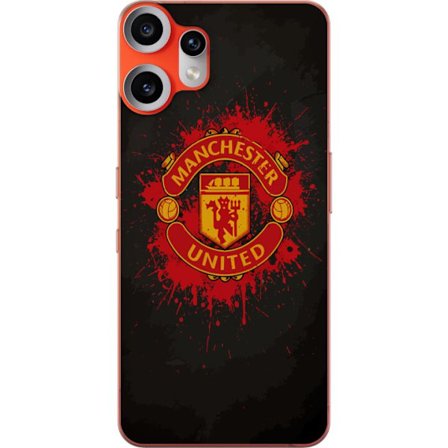Kompatibel Mobilcover til Nothing Nothing CMF Phone 2 Pro Manchester United logo i rød og gul farve med rå sporty baggrund