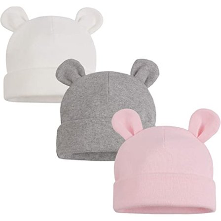 3 stk Nyfødt Baby Lue Bjørn Øre Småbarn Lue Nyfødt 0 - 6 Måneder